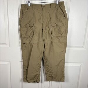 L.L.Bean Pants Mens Large Beige Nylon Convertible Cargo Hiking Zip Off Outdoor